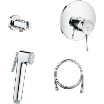 Готовый комплект для гигиенического душа GROHE BAUCLASSIC, встраиваемый смеситель, гигиенический душ со шлангом и держателем, хром