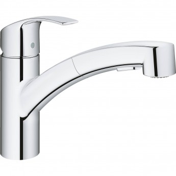Смеситель для кухни GROHE EUROSMART NEW с выдвижным изливом, низкий излив, хром