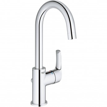 Смеситель для раковины GROHE EUROSMART NEW с высоким изливом и донным клапаном, L-size, хром
