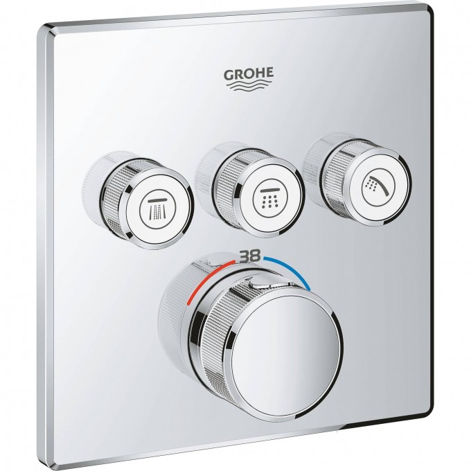 Внешняя часть термостатического смесителя на 3 выхода GROHE GROHTHERM SMARTCONTROL, хром 29126000